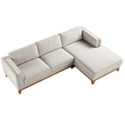 Dipley Oatmeal Woven Fabric Sofa, Grande Chaise Sofa Right Hand -Garden Store GCSF 2398 OAT WOV RIGHT WB3