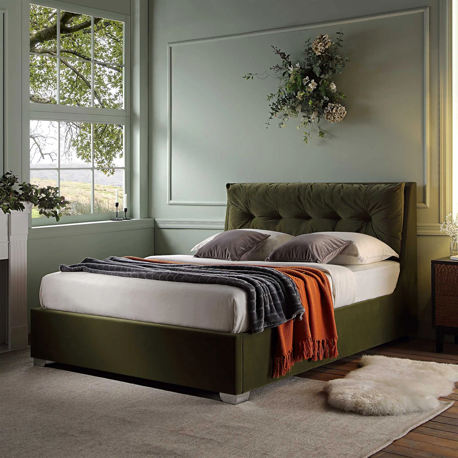 Hadley Moss Green Velvet Ottoman Storage Bed 2 Hadley Moss Green Velvet Ottoman Storage Bed