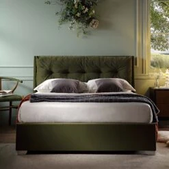 Hadley Moss Green Velvet Ottoman Storage Bed 17 Hadley Moss Green Velvet Ottoman Storage Bed -Garden Store JAH 010 MOSS VEL scene2