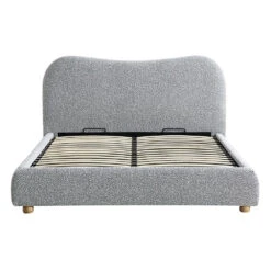 Egerie Curved Headboard Mist Grey Boucle Ottoman Storage Bed -Garden Store JAH 011 GREY BOUCLE WB1