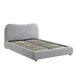 Egerie Curved Headboard Mist Grey Boucle Ottoman Storage Bed -Garden Store JAH 011 GREY BOUCLE WB2