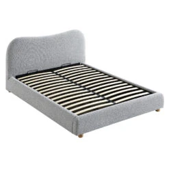 Egerie Curved Headboard Mist Grey Boucle Ottoman Storage Bed -Garden Store JAH 011 GREY BOUCLE WB4