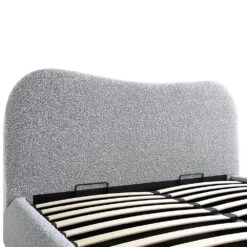 Egerie Curved Headboard Mist Grey Boucle Ottoman Storage Bed -Garden Store JAH 011 GREY BOUCLE detail1