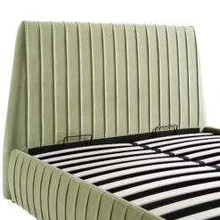 Helia Pleated Ottoman Storage Bed, Lichen Velvet -Garden Store JAH 012 LICHEN VEL detail1