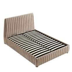 Helia Pleated Ottoman Storage Bed, Taupe Velvet 26 Helia Pleated Ottoman Storage Bed, Taupe Velvet -Garden Store JAH 012 MINK VEL WB4
