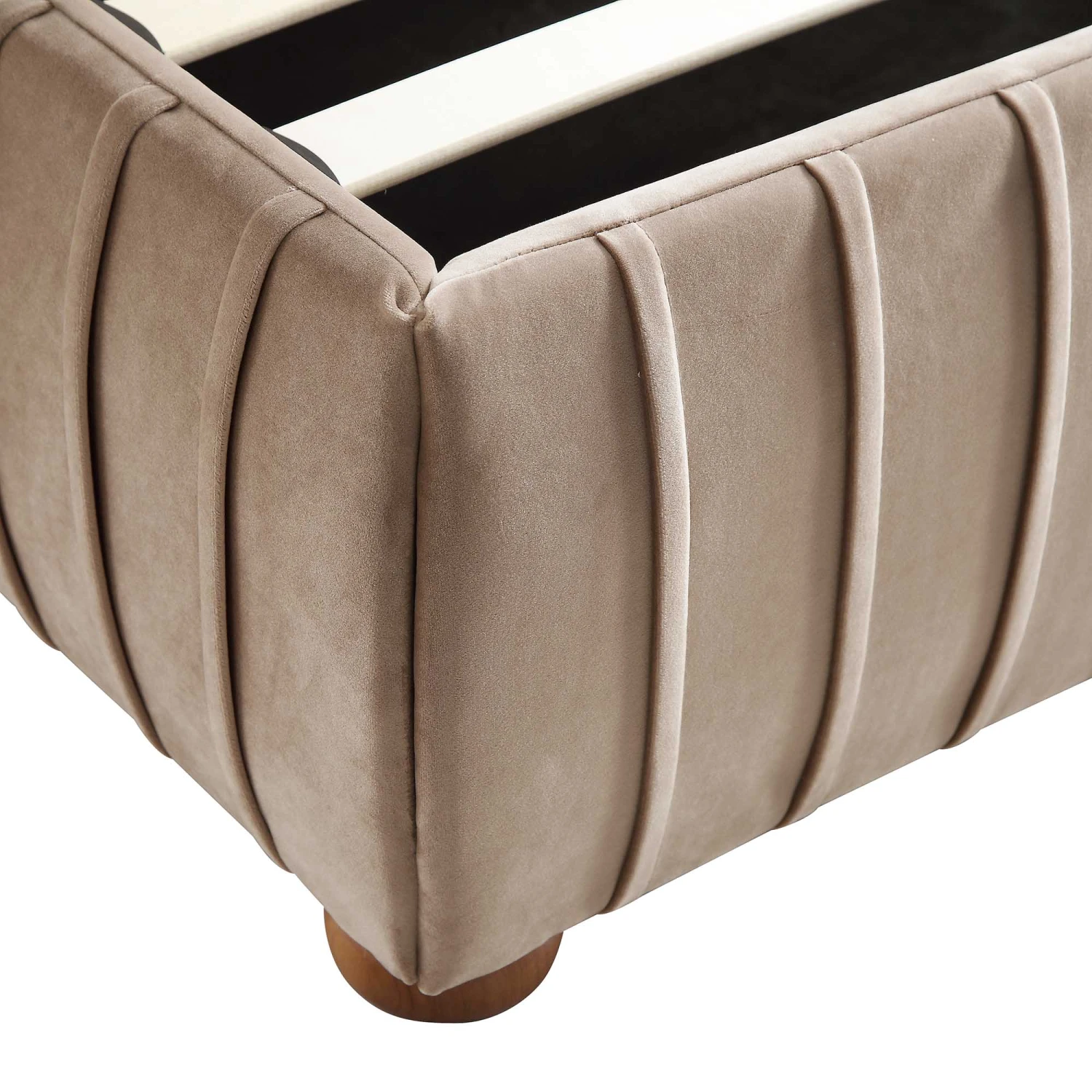 Helia Pleated Ottoman Storage Bed, Taupe Velvet 16 Helia Pleated Ottoman Storage Bed, Taupe Velvet - Image 14