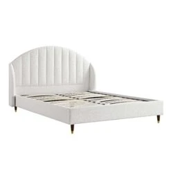 Eleanor White Boucle Upholstered Bed Frame With Domed Headboard 20 Eleanor White Boucle Upholstered Bed Frame With Domed Headboard -Garden Store JAH 08 ECRU BOU WB2