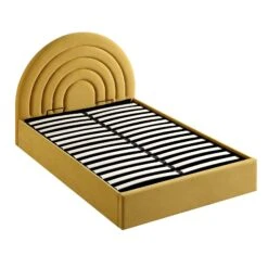 Archer Mustard Yellow Velvet Ottoman Storage Bed -Garden Store JAH 09 MUSTVEL WB4