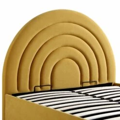 Archer Mustard Yellow Velvet Ottoman Storage Bed -Garden Store JAH 09 MUSTVEL detail1