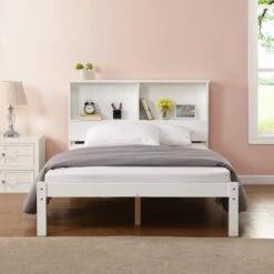 Elgin Wooden Bed Frame With Shelf Headboard -Garden Store JIN 04 SD 1 09f9d993 64bd 489a b213 120e4a0a1a44