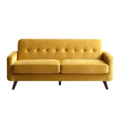Clarence 3-Seater Sofa In Mustard Yellow Velvet 16 Clarence 3-Seater Sofa In Mustard Yellow Velvet -Garden Store LVSF 06 MUSTARDVEL 3ST WB1