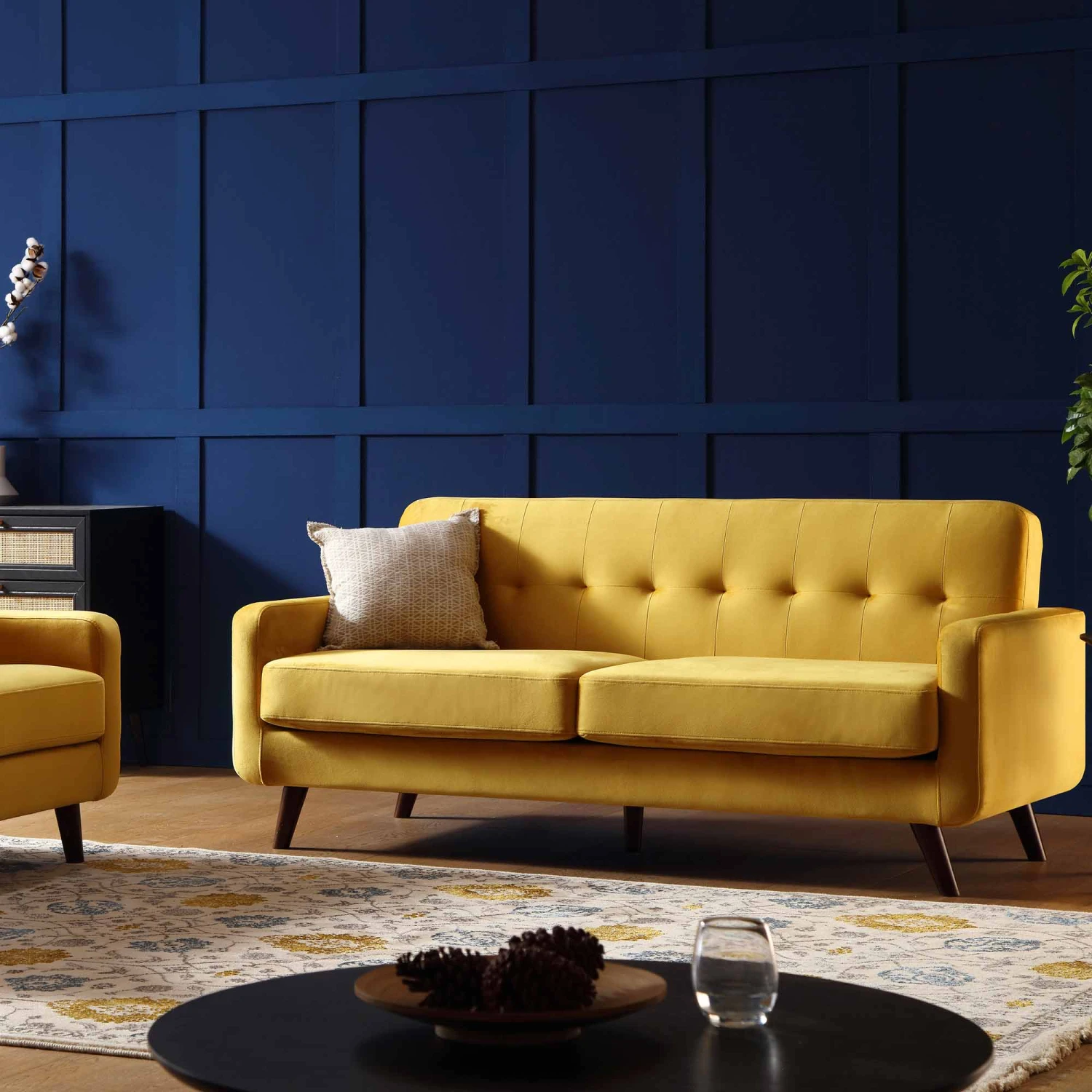 Clarence 3-Seater Sofa In Mustard Yellow Velvet 3 Clarence 3-Seater Sofa In Mustard Yellow Velvet