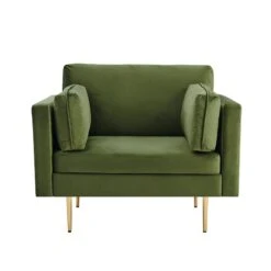 Pelham Moss Green Velvet Fabric Armchair -Garden Store LVSF 386 GREENVEL 1ST WB1