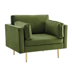 Pelham Moss Green Velvet Fabric Armchair -Garden Store LVSF 386 GREENVEL 1ST WB2