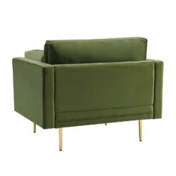 Pelham Moss Green Velvet Fabric Armchair -Garden Store LVSF 386 GREENVEL 1ST WB3