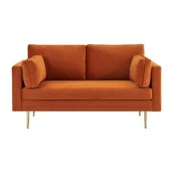 Pelham Orange Velvet Fabric Sofa 23 Pelham Orange Velvet Fabric Sofa -Garden Store LVSF 386 ORANGEVEL 2ST 2