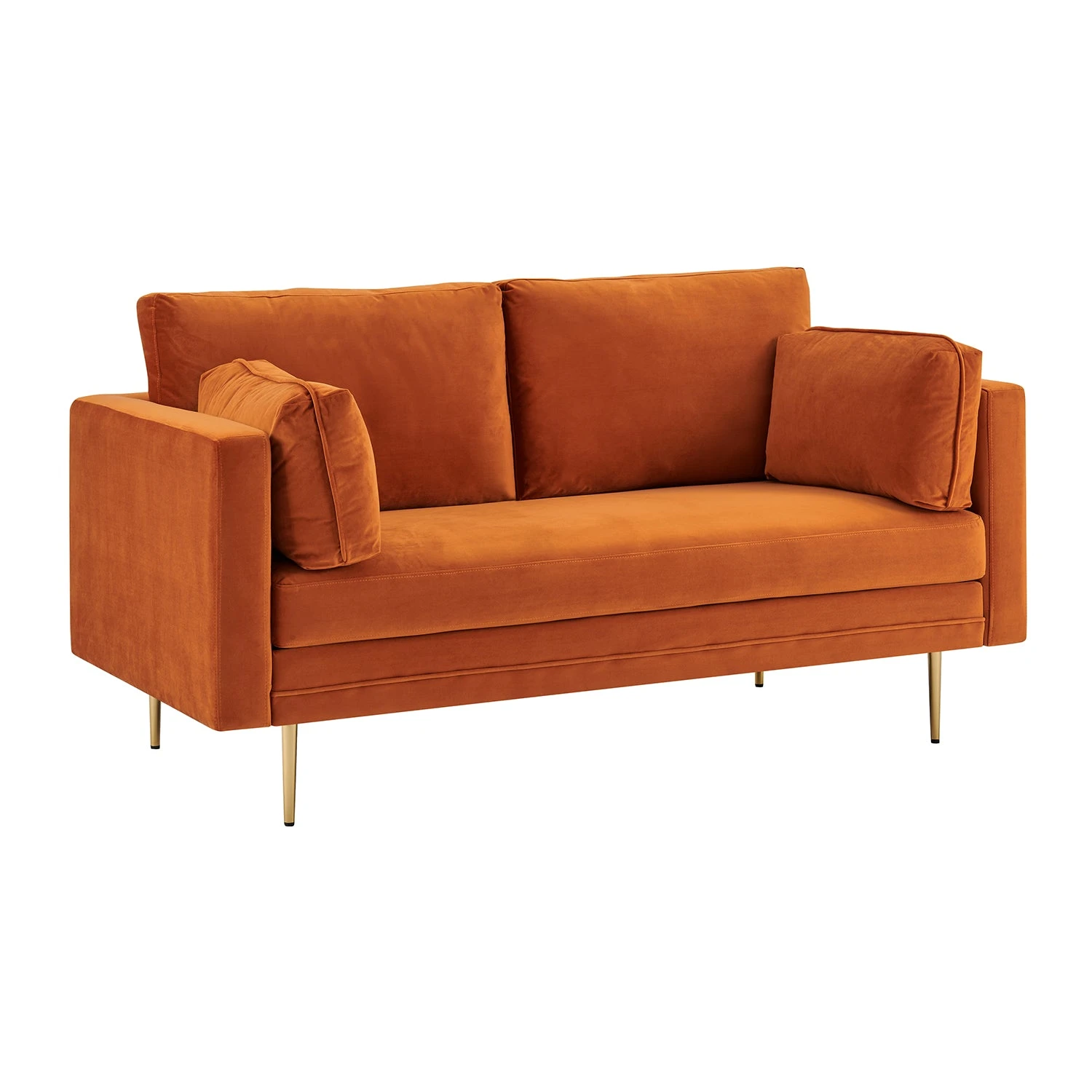 Pelham Orange Velvet Fabric Sofa 8 Pelham Orange Velvet Fabric Sofa - Image 6