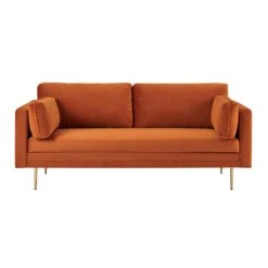 Pelham Orange Velvet Fabric Sofa 24 Pelham Orange Velvet Fabric Sofa -Garden Store LVSF 386 ORANGEVEL 3ST 2