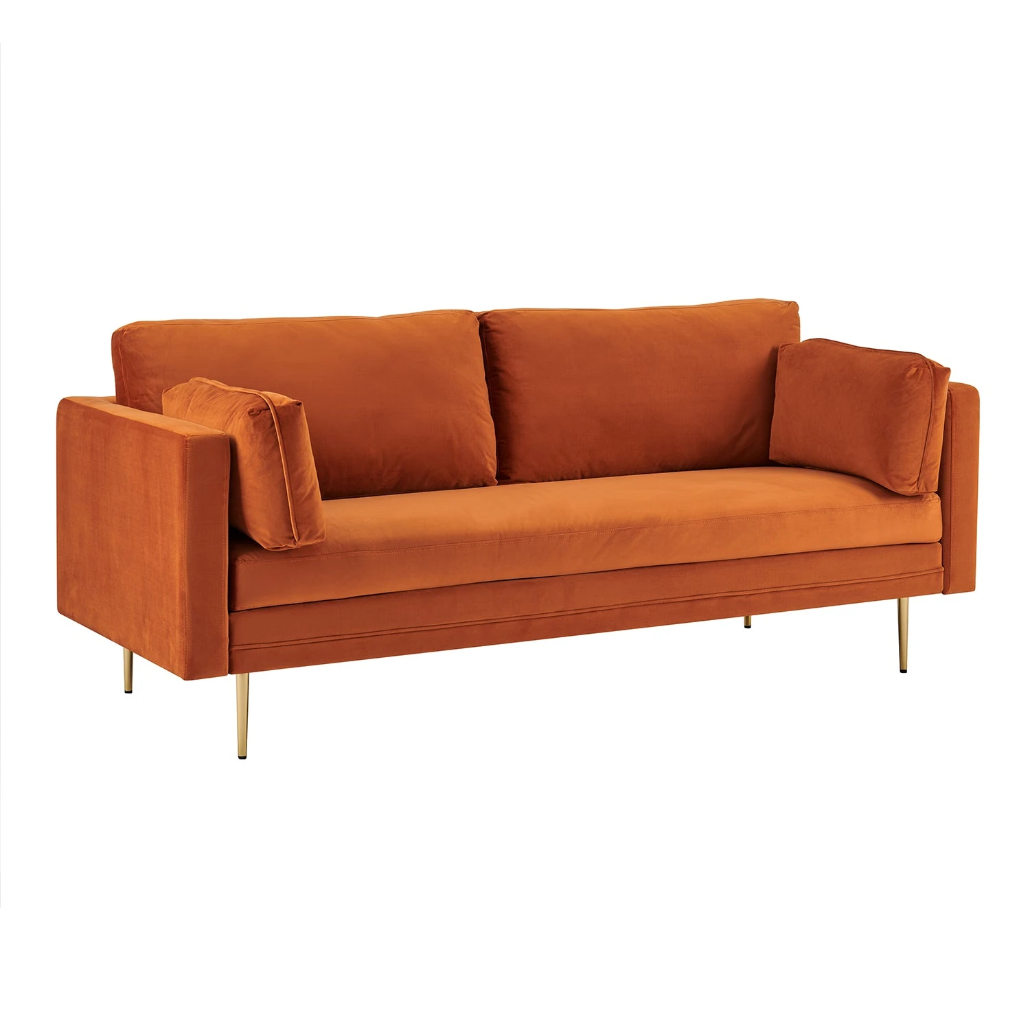 Pelham Orange Velvet Fabric Sofa 9 Pelham Orange Velvet Fabric Sofa - Image 7