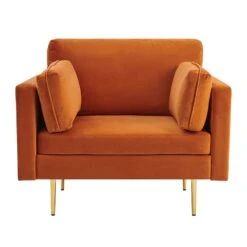 Pelham Orange Velvet Fabric Armchair -Garden Store LVSF 89 ORANGEVEL 1ST WB1