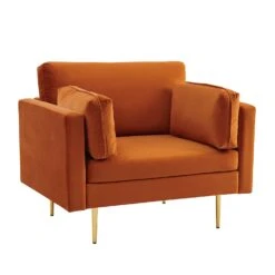 Pelham Orange Velvet Fabric Armchair -Garden Store LVSF 89 ORANGEVEL 1ST WB2