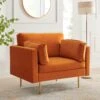 Pelham Orange Velvet Fabric Armchair -Garden Store LVSF 89 ORANGEVEL 1ST main