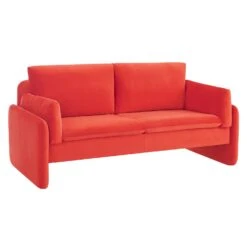 Clapham 2-Seater Flaming Orange Velvet Fabric Sofa -Garden Store LVSF 89 ORANGEVEL 2ST WB2