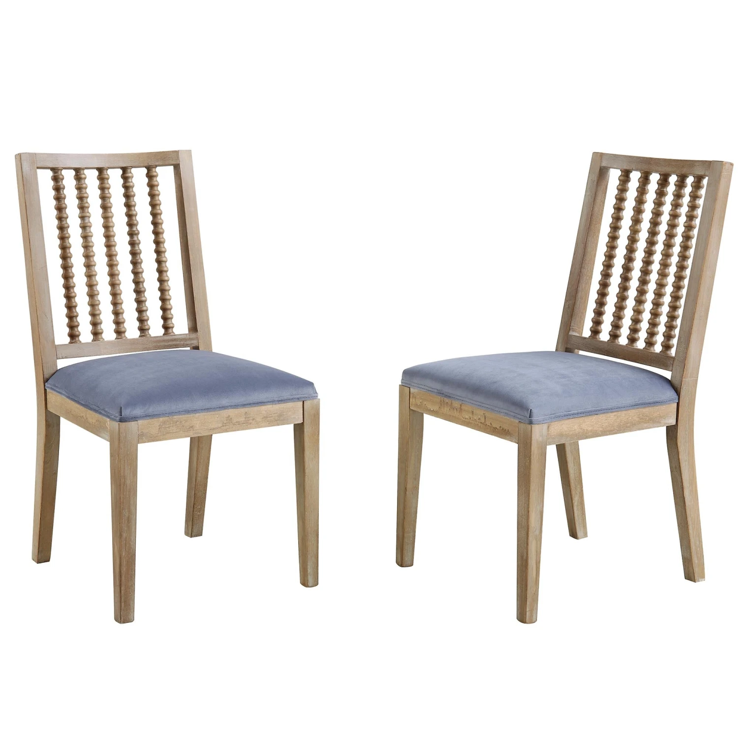 Hemingford Set Of 2 Blue Grey Velvet Bobbin Spindle Dining Chair 4 Hemingford Set Of 2 Blue Grey Velvet Bobbin Spindle Dining Chair - Image 2