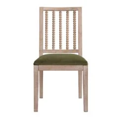 Hemingford Set Of 2 Moss Green Velvet Bobbin Spindle Dining Chair -Garden Store LW DCH 511 GREENVEL 2P WB2