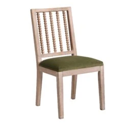 Hemingford Set Of 2 Moss Green Velvet Bobbin Spindle Dining Chair -Garden Store LW DCH 511 GREENVEL 2P WB3