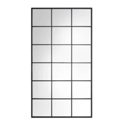 Chardwell Full Length Industrial Metal Window Mirror 180 X 100 Cm, Black -Garden Store MIRR 005 BLACK WB1
