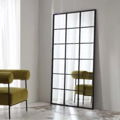 Chardwell Full Length Industrial Metal Window Mirror 180 X 100 Cm, Black