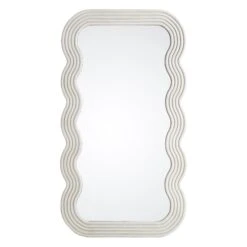 Venus Full Length Wave Mirror 180 X 100 Cm, Washed White -Garden Store MIRR 162 WASHWHITE WB1