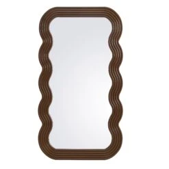 Venus Full Length Wave Mirror 180 X 100 Cm, Walnut -Garden Store MIRR 162 WOOD WB1