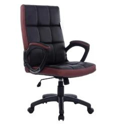 Garden Store 33 Waffle Contrasting Panels High Back PU Leather Swivel Executive Office Chair, Black & Brown
