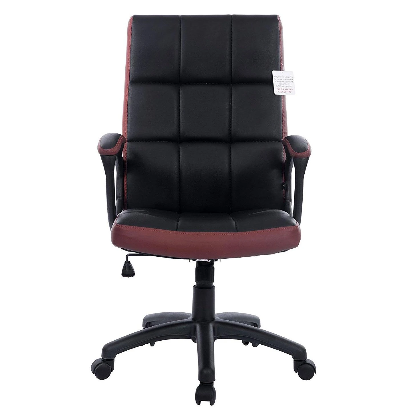 Waffle Contrasting Panels High Back PU Leather Swivel Executive Office Chair, Black & Brown 4 Waffle Contrasting Panels High Back PU Leather Swivel Executive Office Chair, Black & Brown - Image 2