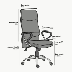High Back Mesh Fabric Swivel Office Chair, MO57 Grey -Garden Store MO57
