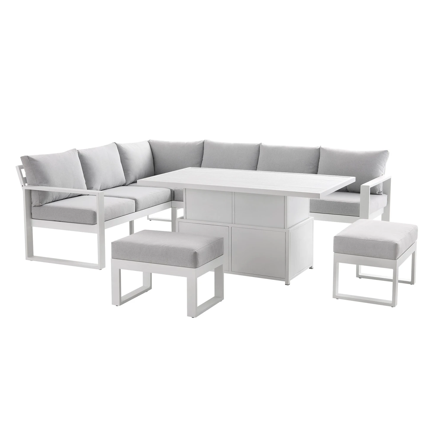 Albany Aluminium Large Corner Casual Dining Set With Rising Table, White 7 Albany Aluminium Large Corner Casual Dining Set With Rising Table, White - Image 5