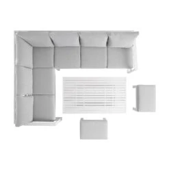 Albany Aluminium Large Corner Casual Dining Set With Rising Table, White 23 Albany Aluminium Large Corner Casual Dining Set With Rising Table, White -Garden Store OD DINE 1045 WHITE WB5