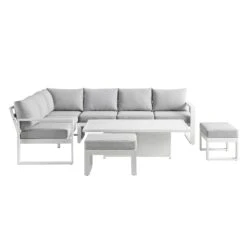 Albany Aluminium Large Corner Casual Dining Set With Rising Table, White 24 Albany Aluminium Large Corner Casual Dining Set With Rising Table, White -Garden Store OD DINE 1045 WHITE WB6