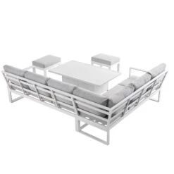 Albany Aluminium Large Corner Casual Dining Set With Rising Table, White 25 Albany Aluminium Large Corner Casual Dining Set With Rising Table, White -Garden Store OD DINE 1045 WHITE WB7