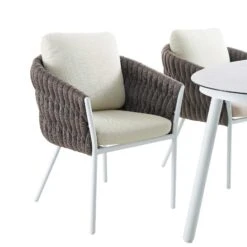 Montebello 6-Seater Outdoor Taupe Rope And Aluminium Oval Dining Set With White Ceramic Dining Table 22 Montebello 6-Seater Outdoor Taupe Rope And Aluminium Oval Dining Set With White Ceramic Dining Table -Garden Store OD DINE 1072 WHITE detail1