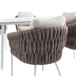 Montebello 6-Seater Outdoor Taupe Rope And Aluminium Oval Dining Set With White Ceramic Dining Table 23 Montebello 6-Seater Outdoor Taupe Rope And Aluminium Oval Dining Set With White Ceramic Dining Table -Garden Store OD DINE 1072 WHITE detail2