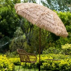 2.2M Thatch Patio Tiki Straw Parasol With Aluminium Tilt -Garden Store OD PRSL 30 scene2