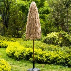 2.2M Thatch Patio Tiki Straw Parasol With Aluminium Tilt -Garden Store OD PRSL 30 scene3