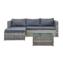 Troy Corner Rattan Garden Sofa Set With Table -Garden Store OD SF 005 GREY 2