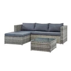 Troy Corner Rattan Garden Sofa Set With Table -Garden Store OD SF 005 GREY 3