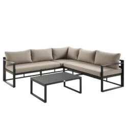 Albany Aluminium Corner Sofa Set With Reclining Back And Coffee Table, Taupe -Garden Store OD SF 1023 TAUPE WB2
