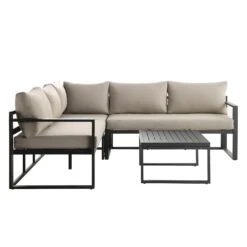 Albany Aluminium Corner Sofa Set With Reclining Back And Coffee Table, Taupe -Garden Store OD SF 1023 TAUPE WB3