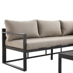 Albany Aluminium Corner Sofa Set With Reclining Back And Coffee Table, Taupe -Garden Store OD SF 1023 TAUPE detail1